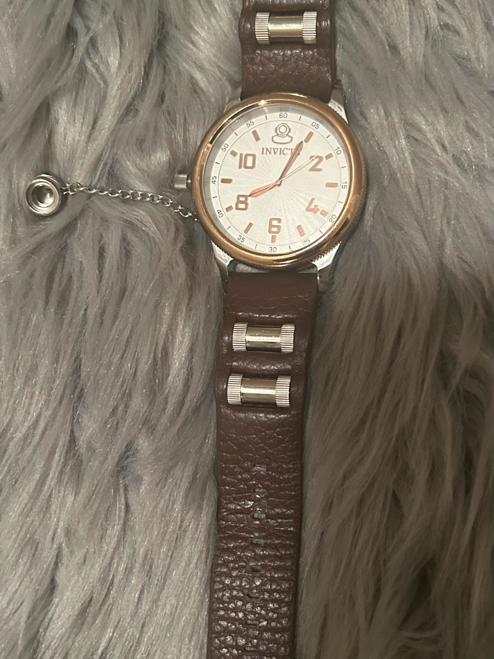Invicta Russian Diver 1959Men’s Brown Leather Strap Watch with Rose-Gold Accents